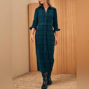 Faherty Green Plaid Maxi Dress